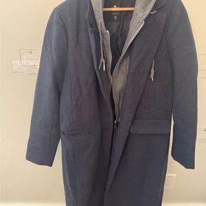 7 for All Mankind Navy Blue Coat with Hood